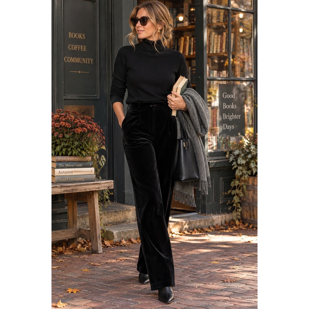 Cheap and Chic by Moschino Black Velvet Trousers Italy High Waist Pants USA 12